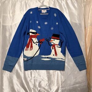 Daisys Boutique Men’s Naughty Snowmen Christmas Sweater Navy Blue X-Large